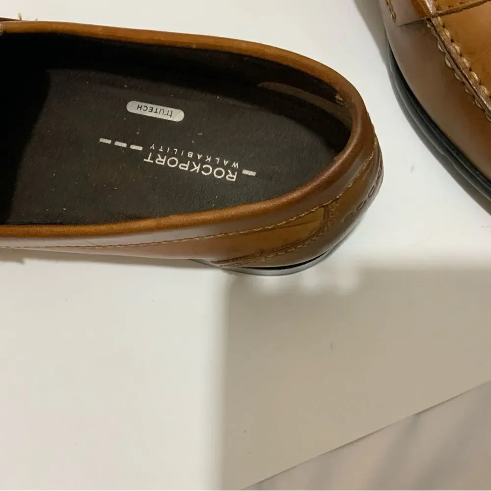 Rockport Walkability Trutech Brown Leather Slip On Casual Loafers Size 10 M